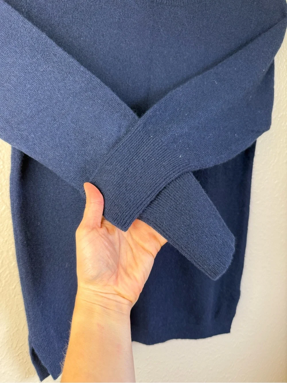 J. Crew Blue Cashmere 3/4 Sleeve Pullover Sweater Size XS